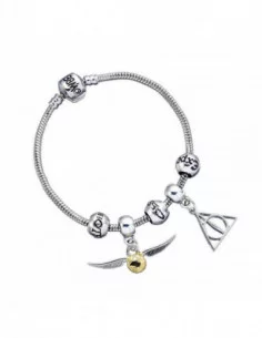 Harry Potter Brazalete Charm Set Deathly Hallows/Snitch/3 Spell Beads (bañado en plata)