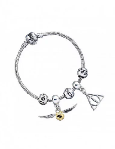 Harry Potter Brazalete Charm Set Deathly Hallows/Snitch/3 Spell Beads (bañado en plata)