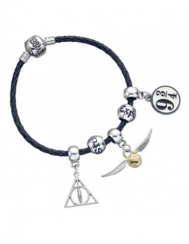Harry Potter Brazalete de cuero Charm Set Deathly Hallows/Snitch/Platform 9 3/4/2 Spellbeads