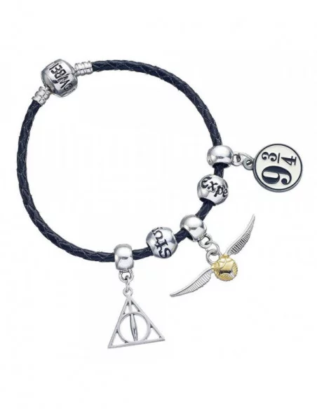Harry Potter Brazalete de cuero Charm Set Deathly Hallows/Snitch/Platform 9 3/4/2 Spellbeads