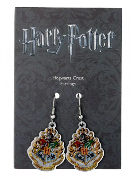 Harry Potter Pendientes Hogwarts Crest (bañado en plata)