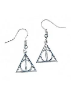 Harry Potter Pendientes Deathly Hallows (bañado en plata)