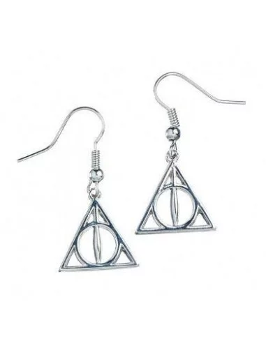 Harry Potter Pendientes Deathly Hallows (bañado en plata)