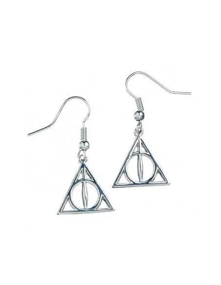 Harry Potter Pendientes Deathly Hallows (bañado en plata)
