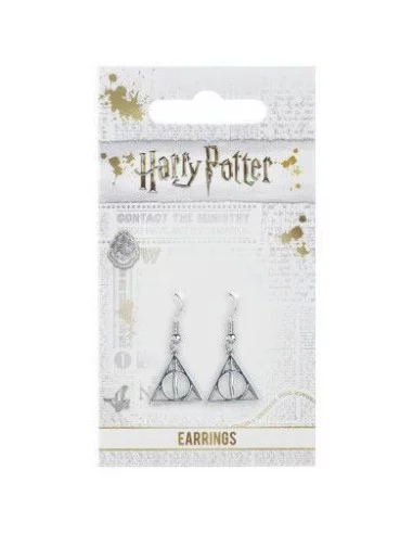 Harry Potter Pendientes Deathly Hallows (bañado en plata)