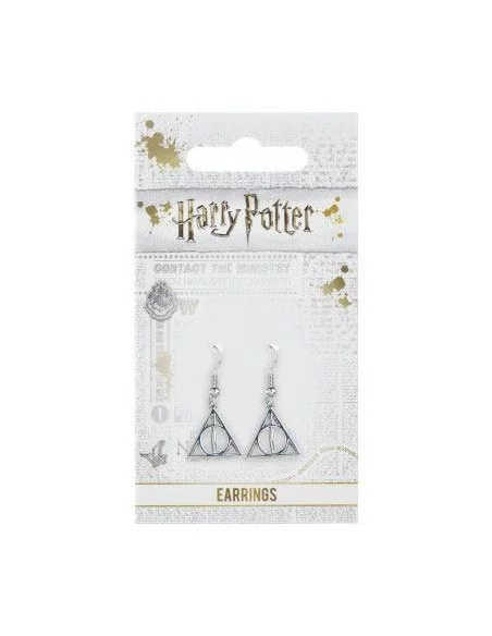 Harry Potter Pendientes Deathly Hallows (bañado en plata)
