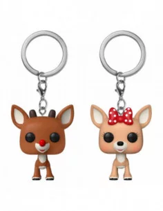 Rudolph, el reno de la nariz roja Pack de 2 Llaveros POP! Vinyl Rudolph & Clarice 4 cm