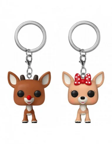 Rudolph, el reno de la nariz roja Pack de 2 Llaveros POP! Vinyl Rudolph & Clarice 4 cm