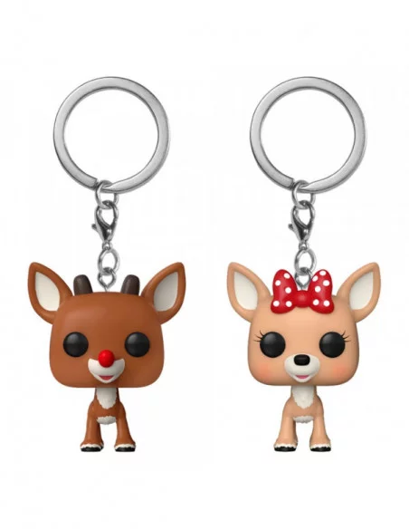 Rudolph, el reno de la nariz roja Pack de 2 Llaveros POP! Vinyl Rudolph & Clarice 4 cm