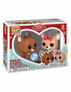Rudolph, el reno de la nariz roja Pack de 2 Llaveros POP! Vinyl Rudolph & Clarice 4 cm 2