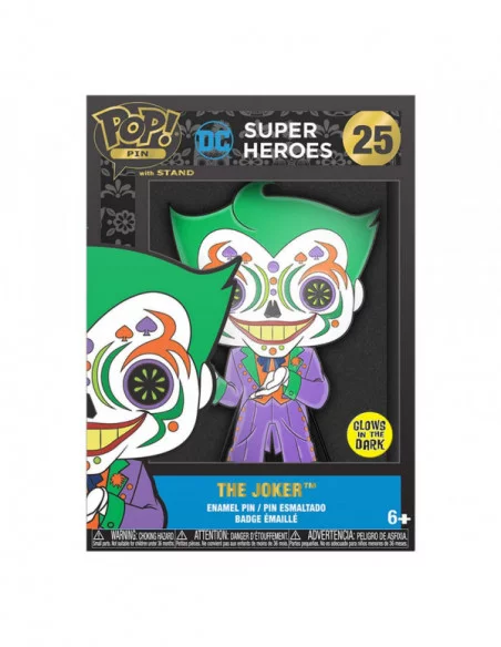 DC Comics DOTD Loungefly POP! Pin Chapa esmaltada Joker (Glow-in-the-Dark) 10 cm