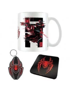 Marvel Juego de taza, posavasos y llavero Spider-Man Miles Morales Web Glitch