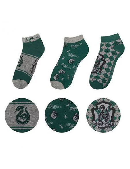 Harry Potter Pack de 3 Pares de calcetines tobilleros Slytherin