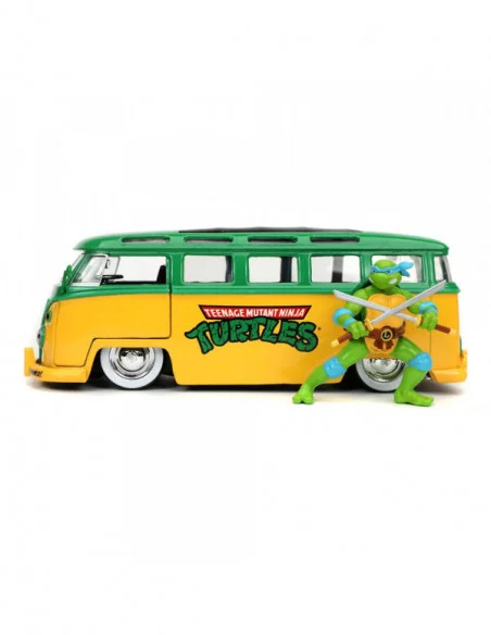 Teenage Mutant Ninja Turtles Vehículo 1/24 Hollywood Rides 1962 VW Bus con Leonardo Figura Teenage Mutant Ninja Turtles Vehículo 1/24 Hollywood Rides 1962 VW Bus con Leonardo Figura