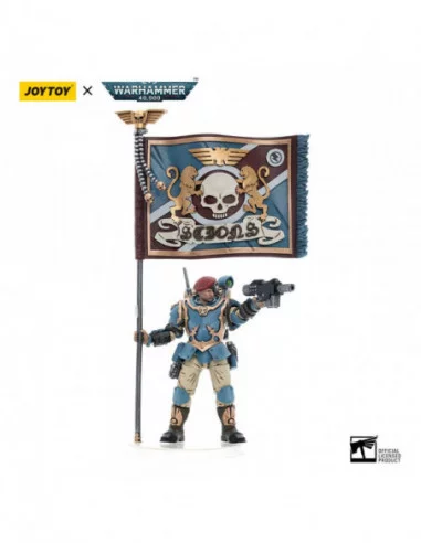 Warhammer 40k Figura 1/18 Astra Militarum Tempestus Scions Command Squad 55th Kappic Eagles Banner Bearer 12 cm