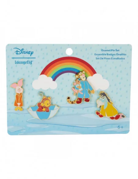 Disney by Loungefly Pin Set de 4 Chapas esmaltadas Winnie the Pooh & Friends Rainy Day 4 cm