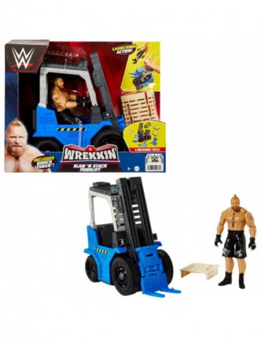 WWE Wrekkin' Vehículo Slam 'N Stack Carretilla elevadora con Figura Brock Lesnar 15 cm