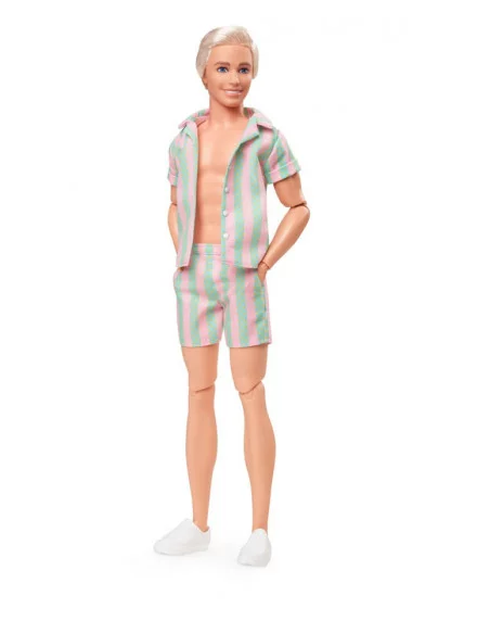 Barbie The Movie Muñeca Ken Wearing Pastel Striped Beach Matching Set Barbie The Movie Muñeca Ken Wearing Pastel Striped Beach Matching Set