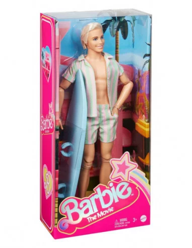 Barbie The Movie Muñeca Ken Wearing Pastel Striped Beach Matching Set