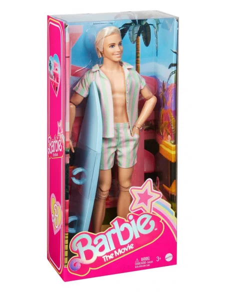 Barbie The Movie Muñeca Ken Wearing Pastel Striped Beach Matching Set Barbie The Movie Muñeca Ken Wearing Pastel Striped Beach Matching Set