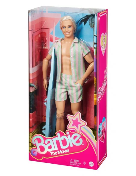 Barbie The Movie Muñeca Ken Wearing Pastel Striped Beach Matching Set