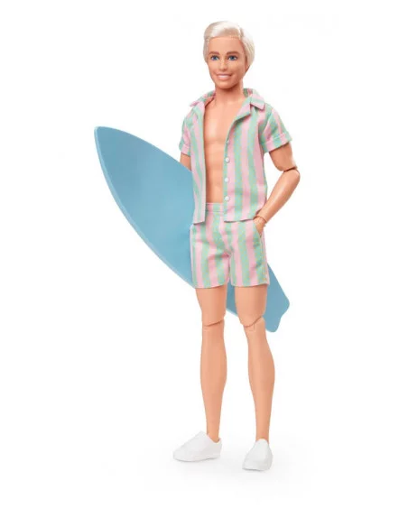 Barbie The Movie Muñeca Ken Wearing Pastel Striped Beach Matching Set Barbie The Movie Muñeca Ken Wearing Pastel Striped Beach Matching Set