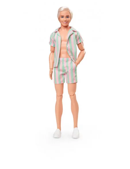 Barbie The Movie Muñeca Ken Wearing Pastel Striped Beach Matching Set Barbie The Movie Muñeca Ken Wearing Pastel Striped Beach Matching Set
