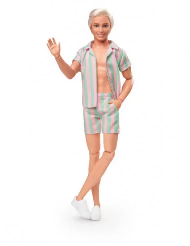 Barbie The Movie Muñeca Ken Wearing Pastel Striped Beach Matching Set