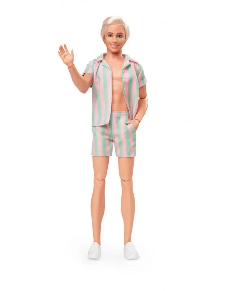Barbie The Movie Muñeca Ken Wearing Pastel Striped Beach Matching Set Barbie The Movie Muñeca Ken Wearing Pastel Striped Beach Matching Set