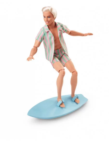 Barbie The Movie Muñeca Ken Wearing Pastel Striped Beach Matching Set Barbie The Movie Muñeca Ken Wearing Pastel Striped Beach Matching Set