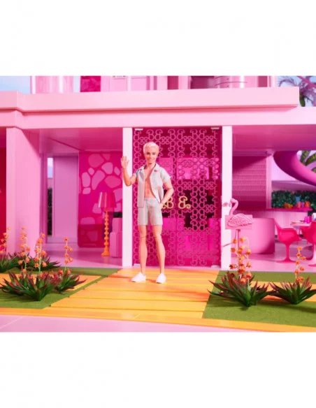 Barbie The Movie Muñeca Ken Wearing Pastel Striped Beach Matching Set