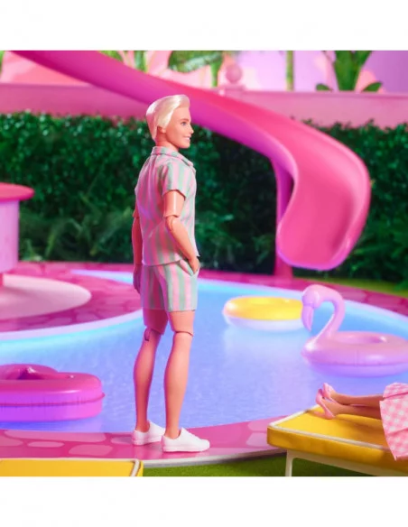 Barbie The Movie Muñeca Ken Wearing Pastel Striped Beach Matching Set Barbie The Movie Muñeca Ken Wearing Pastel Striped Beach Matching Set