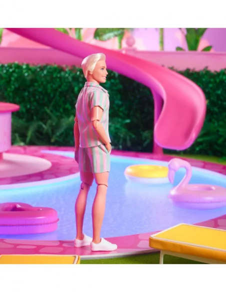 Barbie The Movie Muñeca Ken Wearing Pastel Striped Beach Matching Set Barbie The Movie Muñeca Ken Wearing Pastel Striped Beach Matching Set