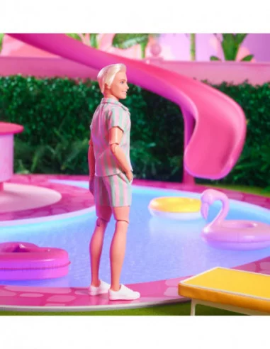 Barbie The Movie Muñeca Ken Wearing Pastel Striped Beach Matching Set