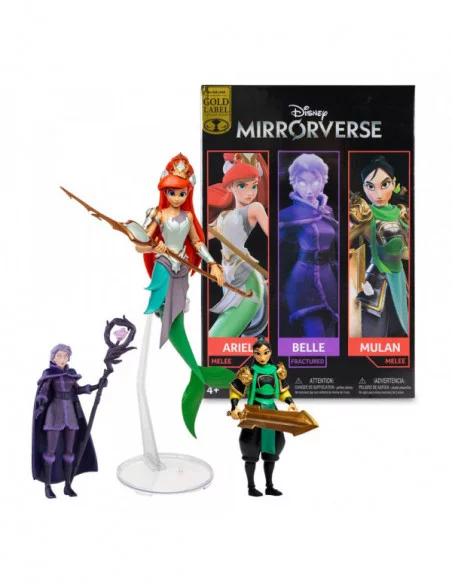 Disney Mirrorverse Figuras Princess Pack Mulan, Belle (Fractured) & Arielle (Gold Label) 13 - 18 cm