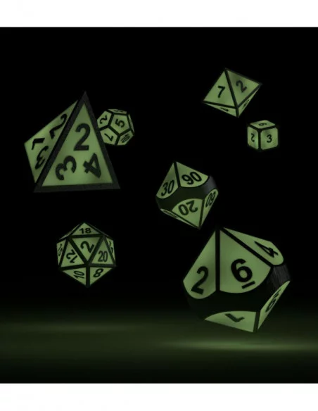 Oakie Doakie Dice Dados RPG-Set Metal Glow in the Dark - Druid's Blaze (7)