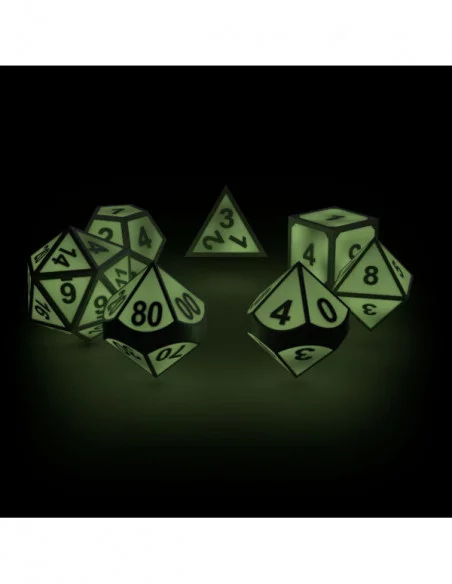 Oakie Doakie Dice Dados RPG-Set Metal Glow in the Dark - Druid's Blaze (7)