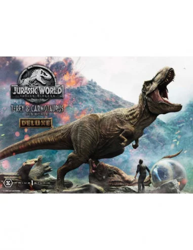 Jurassic World Fallen Kingdom Estatua 115 T-Rex Carnotaurus Deluxe Version 90 cm