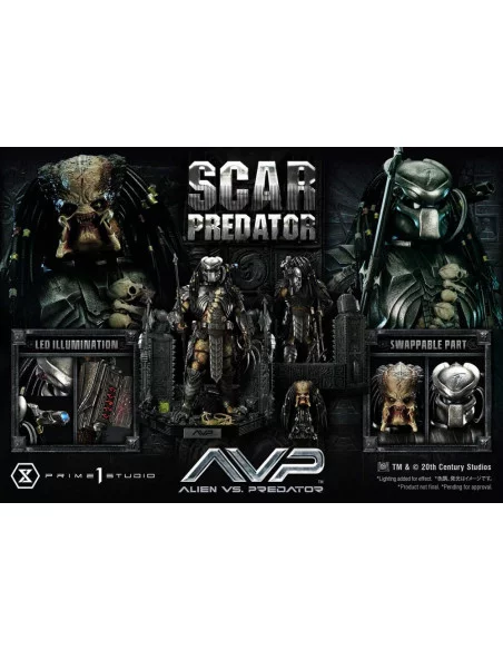 The Alien vs. Predator Estatua Museum Masterline Series 1/3 Scar Predator Deluxe Bonus Version 93 cm