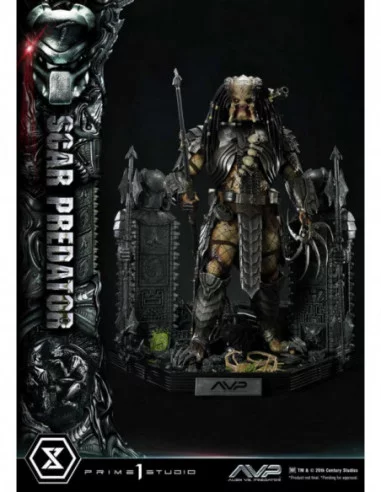 The Alien vs. Predator Estatua Museum Masterline Series 1/3 Scar Predator Deluxe Bonus Version 93 cm