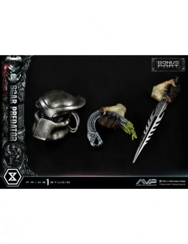 The Alien vs. Predator Estatua Museum Masterline Series 1/3 Scar Predator Deluxe Bonus Version 93 cm