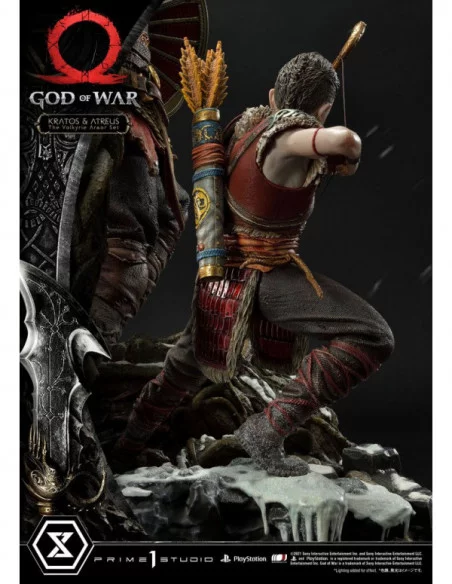 God of War Premium Masterline Series Estatua Kratos and Atreus in the Valkyrie 72 cm