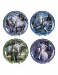 Anne Stokes Pack de 4 Placas Unicorn and Maiden