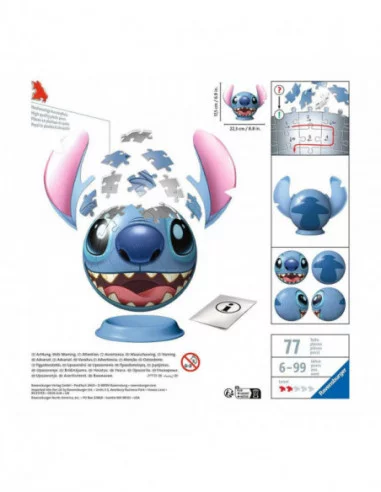 Lilo & Stitch Puzzle 3D Bola con Orejas Stitch (77 piezas)