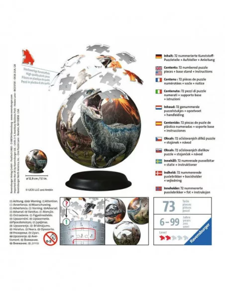 Jurassic World Puzzle 3D Ball (72 piezas)
