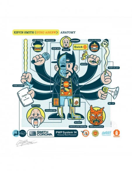 Kevin Smith Litografia Guru Askew 42 x 41 cm - sin marco