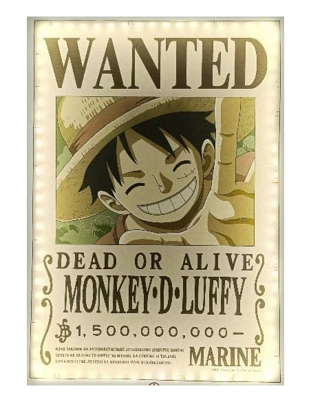 One Piece Lámpara de pared LED Wanted Luffy 30 cm
