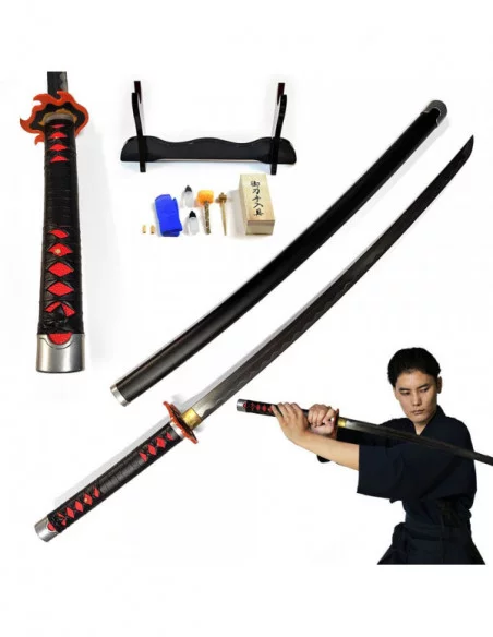 Demon Slayer Kimetsu No Yaiba Réplica 1/1 Espada Tanjiro Kamado V2 Fire Breath 74 cm