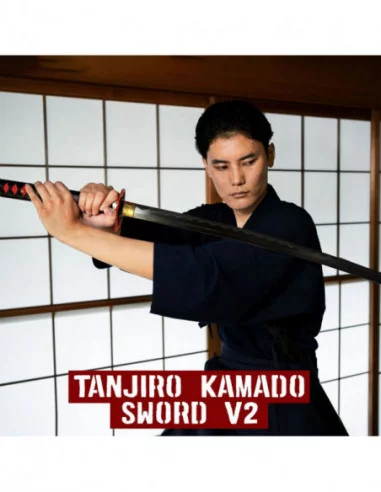 Demon Slayer Kimetsu No Yaiba Réplica 1/1 Espada Tanjiro Kamado V2 Fire Breath 74 cm