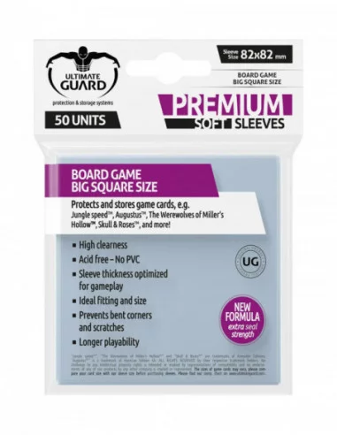Ultimate Guard Premium Soft Sleeves Fundas de Cartas del Juego de Mesa Cuadrado Grande (50)